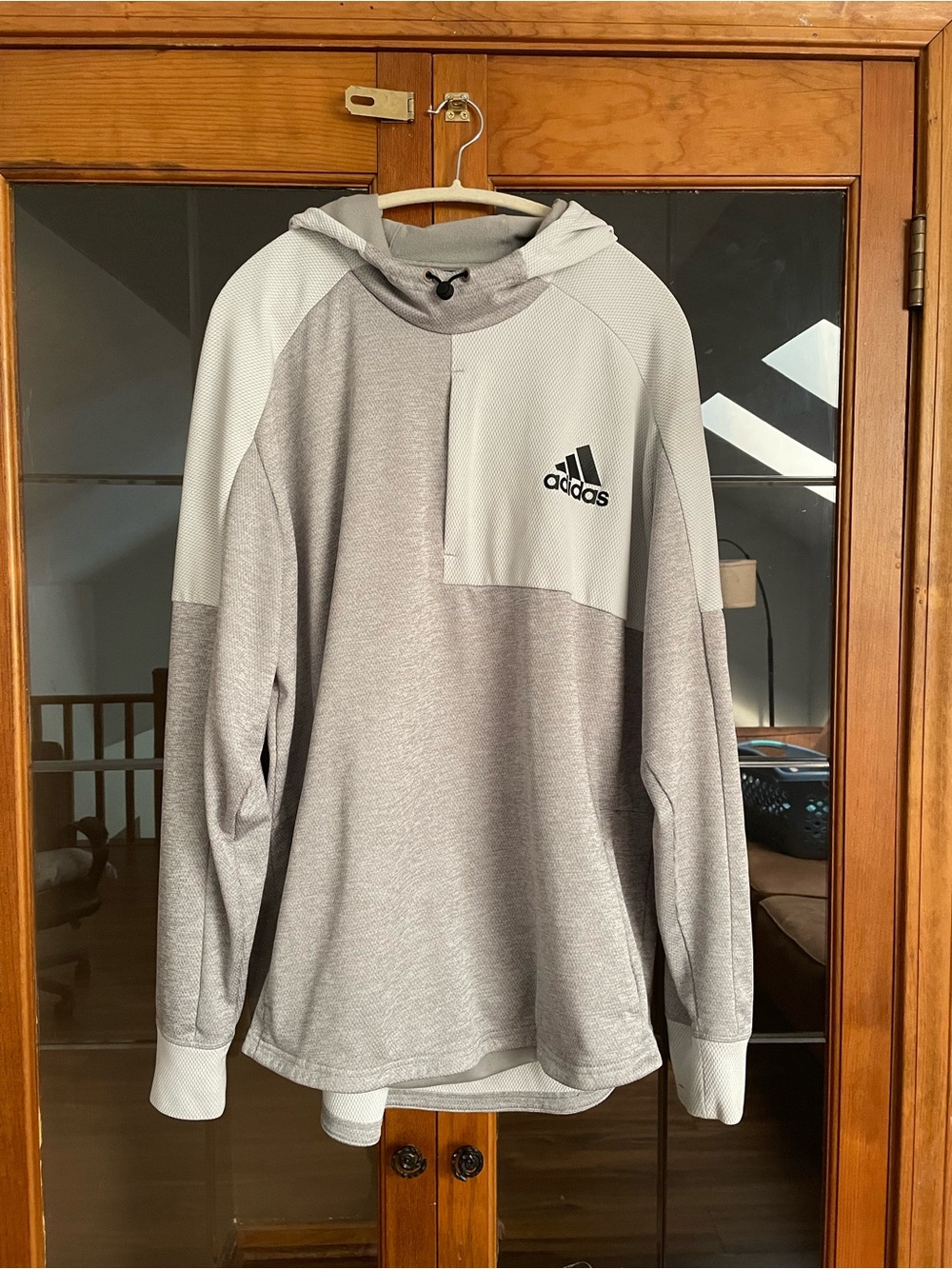 adidas Light Gray Hooded Performance Pullover